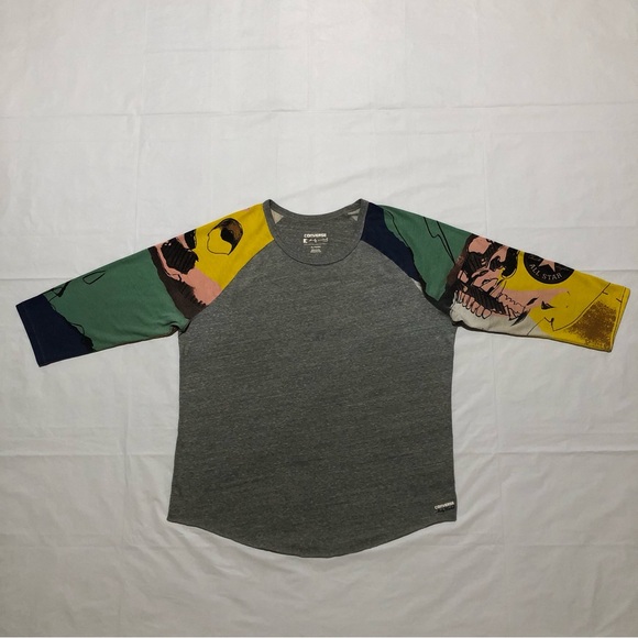 Converse Tops - Converse Women’s Graphic Print 3/4 Sleeve Raglan Baseball Grey T-shirt XL